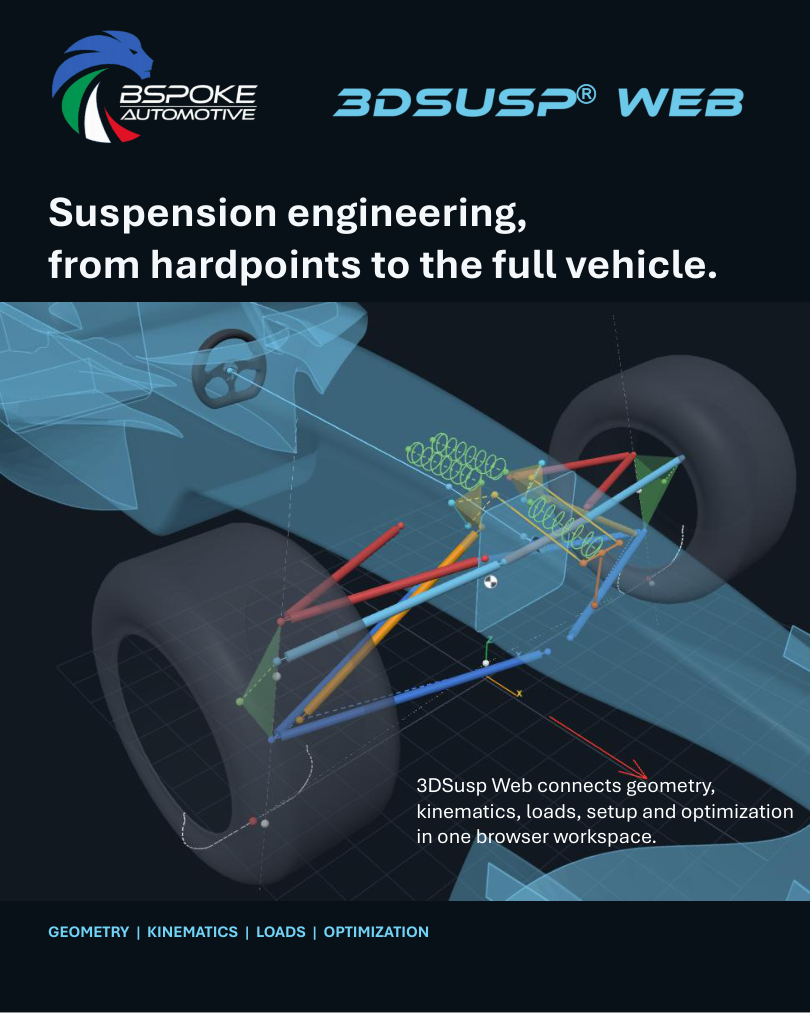 3DSusp Web — suspension engineering from hardpoints to the full vehicle