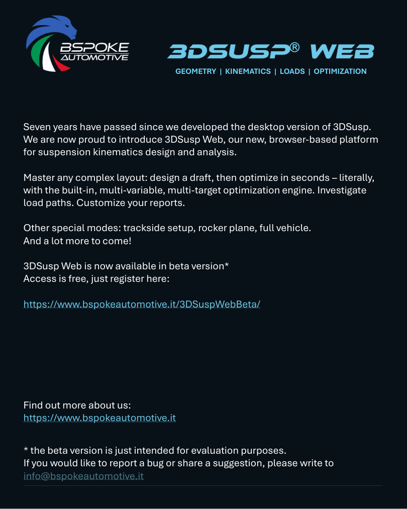 3DSusp Web beta access and contact information